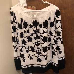 Cream with black tulip pattern shirt